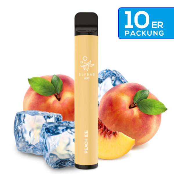Elfbar - E-Zigarette 20mg Nik (600 Z&uuml;ge) - Peach Ice (10Stk. = 1 VE)