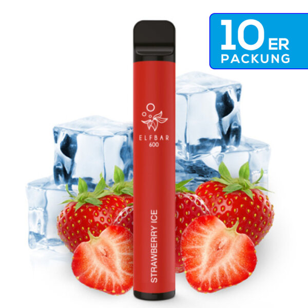 Elfbar - E-Zigarette 20mg Nik (600 Z&uuml;ge) - Strawberry Ice (10Stk. = 1 VE)