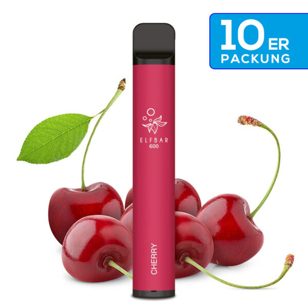 Elfbar - E-Zigarette 20mg Nik (600 Z&uuml;ge) - Cherry (10Stk. = 1 VE)