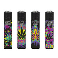 CLIPPER Feuerzeug "Neon Leaves 2" 48er Pack